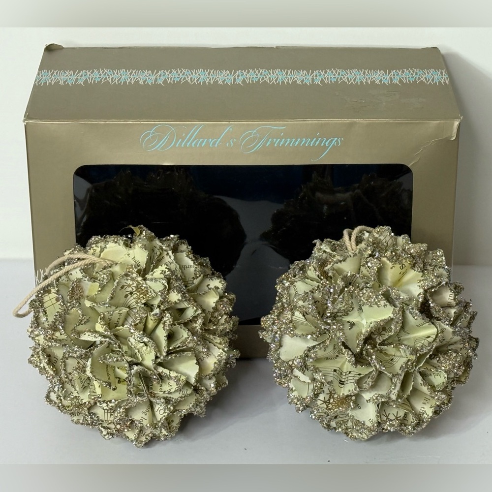 Dillard's Trimmings Music Sheets Notes Set of 2 Large Paper Christmas Ornaments‎